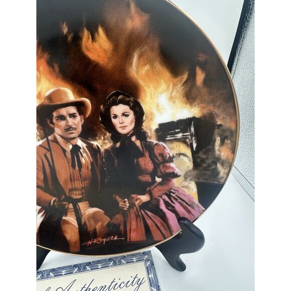 Gone With The Wind Golden Anniversary Series "The Burning Of Atlanta" Plate New - Picture 4 of 6